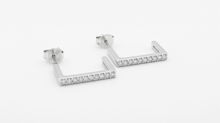 OUTLET - Cercei Argint 925 Rodiat Geometrici Dreptunghiulari cu Zirconiu