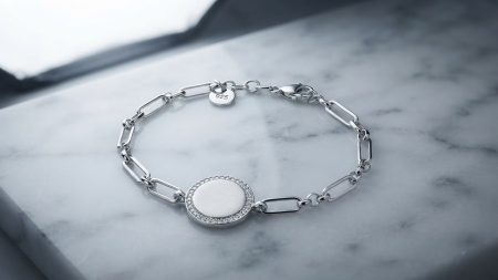OUTLET - Brățară din Argint 925 cu Medalion Circular și Cristale Zirconiu, Lungime