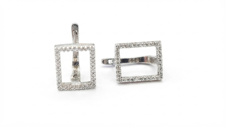 OUTLET - Cercei Dreptunghiulari din Argint 925 Geometric Frame, cu Zirconiu