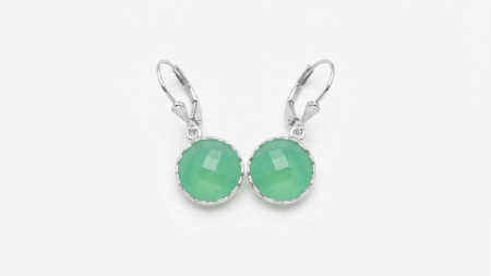 OUTLET - Cercei din Argint 925 Mint Green Orb, cu Pietre Fațetate și Închidere Tortiță