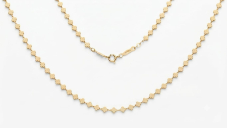 Lant aur 14k - Colier Minimalist din Aur Galben 14K cu Elemente Trifoi – Design Fluid, 6.8g, 45cm