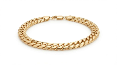 BRATARI BARBATI AUR 14K - Brățară Bărbătească din Aur Galben 14K – Model Zale Cubaneze Masive (Gourmet)