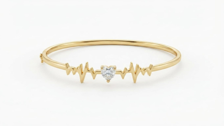 bratari fixe aur 14k - Brățară Fixă Aur 14K Pulsul Inimii cu Inimă CZ, 3.73g