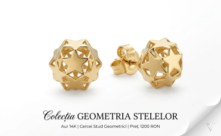 Cercei aur 14k surub - Aur de 14k sculptat în stele.