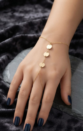 bratari aur 14k - Brățară Arabească cu Inel din Aur Galben 14K, Model Bănuți – 1.73g