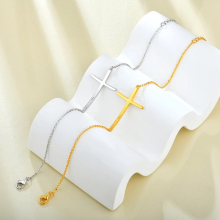 Bratara argint 925 dama - Brățară Argint 925 – Cruce Orizontală Minimalistă (Silver)