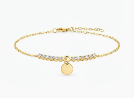 Bijuterii argint 925 - Brățară Argint 925 Placată cu Aur "Golden Glow & Coin" – Design Tennis cu Cristale