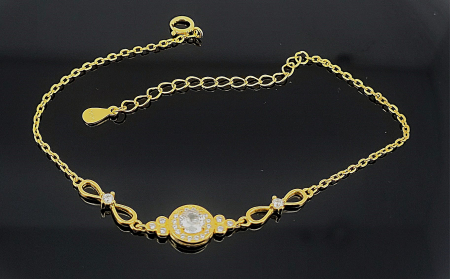Bijuterii argint 925 - Brățară Argint 925 Placată cu Aur "Golden Halo & Infinity" – Eleganță Atemporală