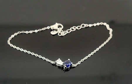 Bratara argint 925 dama - Brățară Argint 925 "Royal Duo" – Design Toi et Moi cu Cristale Safir și Diamant