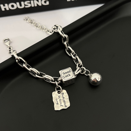 Brățară Argint 925 „Vintage Good Luck” – Design Texturat cu Talismane [3]