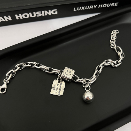 Brățară Argint 925 „Vintage Good Luck” – Design Texturat cu Talismane [2]