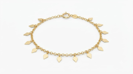 bratari aur 14k - Brățară Aur 14K cu Pandantive Romb – Design Modern și Dinamic