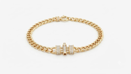 bijuterii aur - Brățară Aur 14K Model Grumet cu Element Central Pavat cu Zirconiu