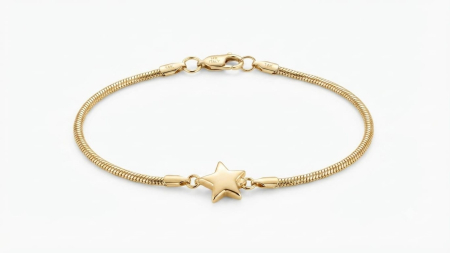 bratari aur 14k - Brățară Aur 14K Model Snake cu Pandantiv Stea Centrală