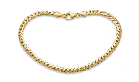Bijuterii barbati - Brățară Aur 14K Unisex, Model Zale Plate 4-5mm, Închidere Carabinieră