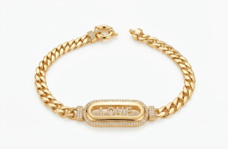 bratari aur 14k - Brățară Aur 585 „Eternal Love” – Design Masiv cu Mesaj Prețios
