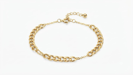 bratari aur 14k - Brățară Aur 585 „Modern Link” – Design Mixt cu Zale Curbate