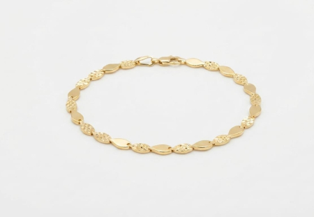 bratari aur 14k - Brățară Aur Galben 14K 3.84g 18cm | Model Elementelacrimă/Frunză Fațetată