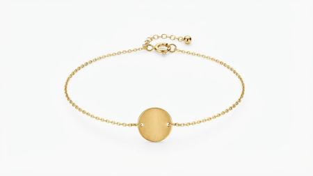 bratari aur 14k - Brățară Aur Galben 14K cu Plăcuță Circulară Satinată – 1.31g, 16+4cm
