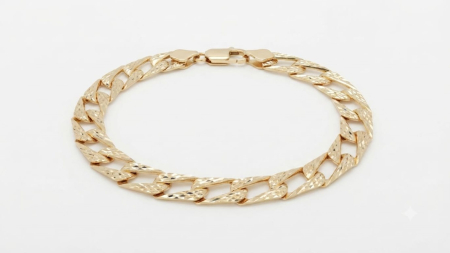bratari aur 14k - Brățară Aur Galben 14K Model Gourmet Plat Diamantat | 18 cm, 3.67g, Unisex
