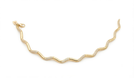 bratari aur 14k - Brățară Aur Galben 14K Ondulată cu Cristale Zirconiu