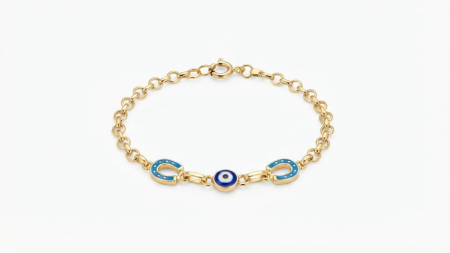 Bijuterii copii - Brățară Copii Aur 14K cu Plăcuță Ondulată și Mașinuță Roșie – 3.32g, 14cm