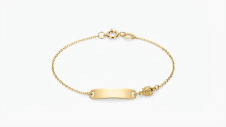 Bijuterii copii - Brățară Copii Aur 14K cu Plăcuță și Buburuză Texturată – 1.23g, 12+2cm