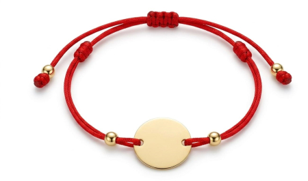 BRATARI SNUR AUR 14K - Brățară cu Șnur Roșu și Bănuț din Aur Galben 14K