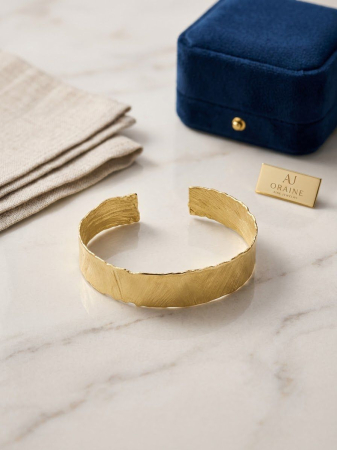 Bratara argint 925 dama - Brățară Cuff din Argint 925 Texturat – Masivă, Design Minimalist Organic (10,3g)
