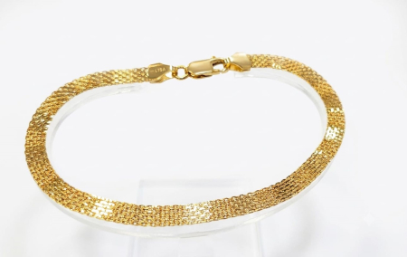 bijuterii aur - Brățară Damă Aur 14K, Model Bandă Flexibilă 5-6mm, Închidere Carabinieră