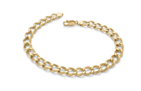 bratari aur 14k - Brățară Damă Aur 14K, Model Zale Duble 6-7mm, Închidere Carabinieră Solidă