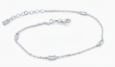 bratara picior - Brățară de Picior din Argint 925 "Baguette Sparkle" – Design Minimalist cu Cristale