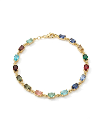 Bratara argint 925 dama - Brățară din Argint 925 Aurit cu Pietre Multicolore Multishape