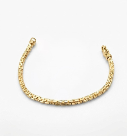 Bijuterii argint 925 - Brățară din Argint 925 Aurit – Model Lanț Venetian Segmentat / Box Chain Masiv