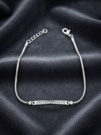 Bratara argint 925 dama - Brățară din Argint 925 Crystal Bar cu Zale Tip Șarpe și Cristale Zirconiu