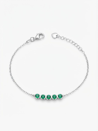 Bratara argint 925 dama - Brățară din Argint 925 cu 5 Cristale Zirconiu Verde Smarald