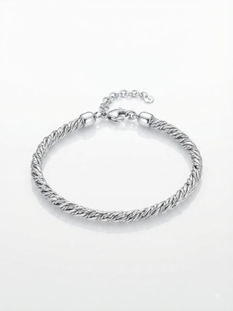 bijuterii barbati - Brățară din Argint 925 cu Împletitură Rasucită stil Frânghie (Rope Chain), 18+3 cm, 17.50g