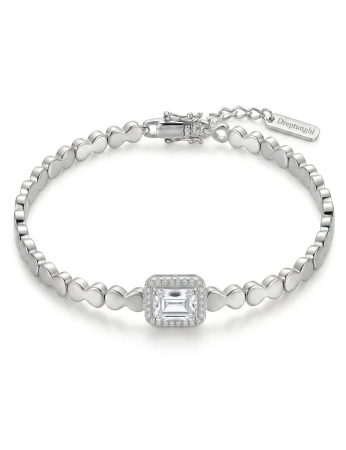 Bratara argint 925 dama - Brățară din Argint 925 cu Inimi și Inimioare și Zirconiu Dreptunghiular, 5.25g, 16cm