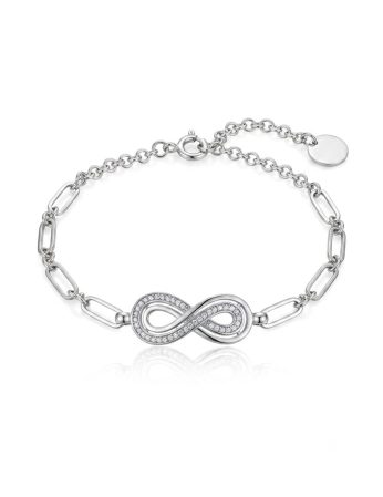 Bratara argint 925 dama - Brățară din Argint 925 cu Simbolul Infinitului și Zirconii – Model Modern Paperclip