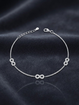 Bratara argint 925 dama - Brățară din Argint 925 cu Trei Simboluri Infinit Pave – Eleganță fără Sfârșit