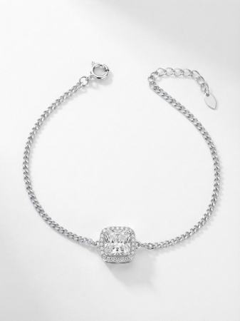 Bratara argint 925 dama - Brățară din Argint 925 cu Zirconiu Princess-Cut în Halou Strălucitor