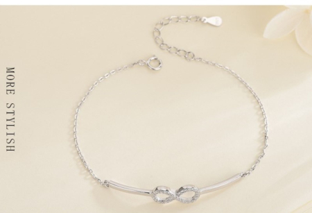 Bratara argint 925 dama - Brățară din Argint 925 „Eternity Loop” – Simbolul Infinitului și Strălucire Discretă