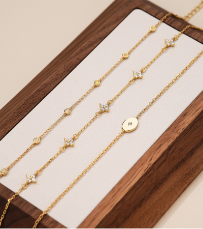 Bijuterii argint 925 - Bratara Din Argint 925 Gold Minimalist Charm