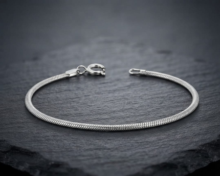 bijuterii barbati - Brățară din Argint 925 Model Șarpe (Snake Chain) Textură Compactă, 19 cm, 2.4g