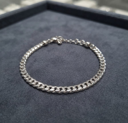 bijuterii barbati - Brățară din Argint 925 Model Zale Cubane Răsucite (Curb Chain), 13.80g, 18-21cm