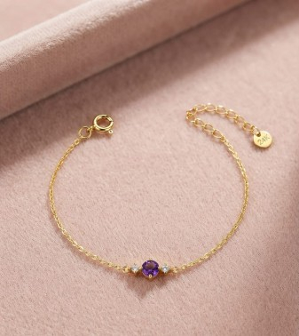 Bratara argint 925 dama - Brățară din Argint 925 Placat cu Aur 24K „Royal Violet” – 1.14g