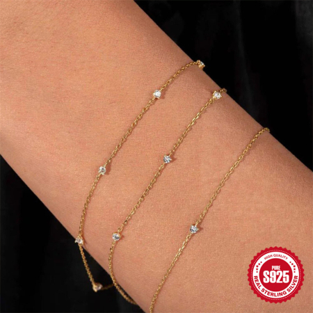 Bratara argint 925 dama - Brățară din Argint 925 Placată cu Aur - Diamonds by the Yard Minimalist