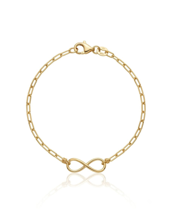 Bratara argint 925 dama - Brățară din Argint 925 Placată cu Aur – Simbolul Infinitului și Lanț Paperclip Minimalist