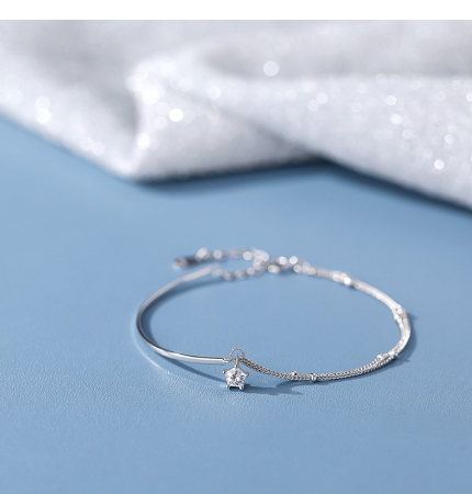Brățară din Argint 925 Rodiat cu Design Asimetric și Stea – Starry Night Bangle [1]