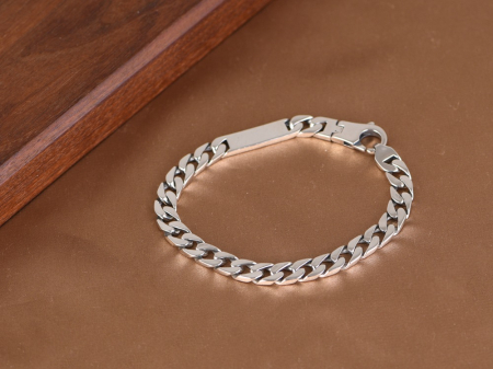 bijuterii barbati - Brățară din Argint 925 „Urban Identity” – Model Cuban Link cu Plăcuță pentru Gravat